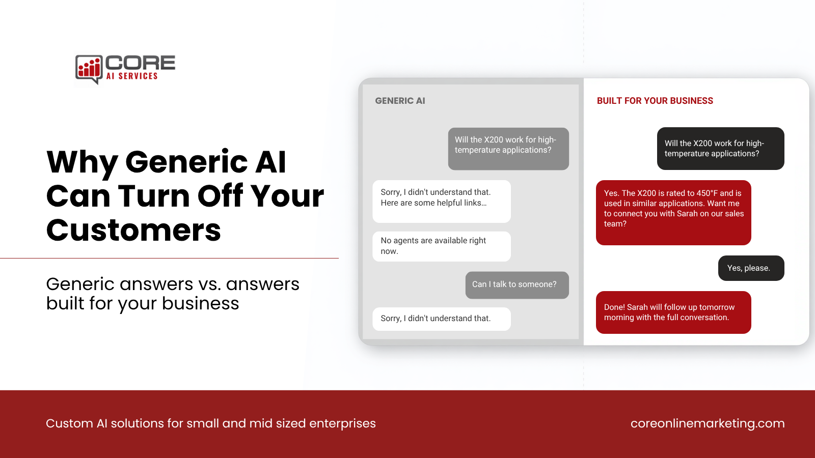 Why generic AI can turn off your customers, and how custom AI solutions can solve the problem.